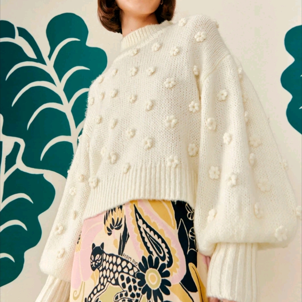 FARM Rio Cream Cowl Neck Sweater